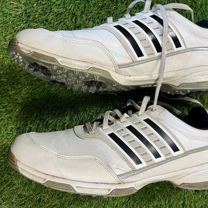 Adidas Golf Shoes - White Men’s Size 11 W/black Stripping Good Spikes/spikeless